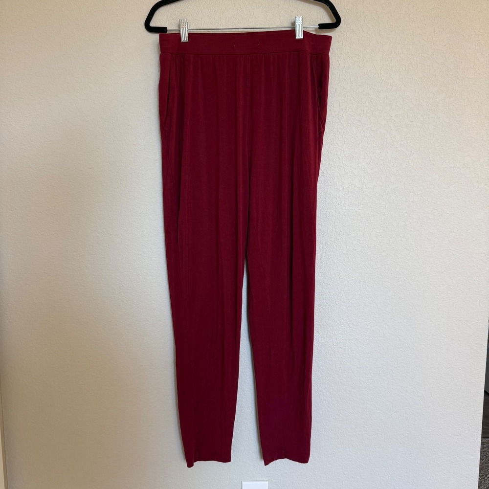 Cozy Earth Bamboo Jogger Pants Burgundy Red Women Large Pajama Lounge Tapered
